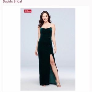 David’s bridal green velvet prom dress SZ 9